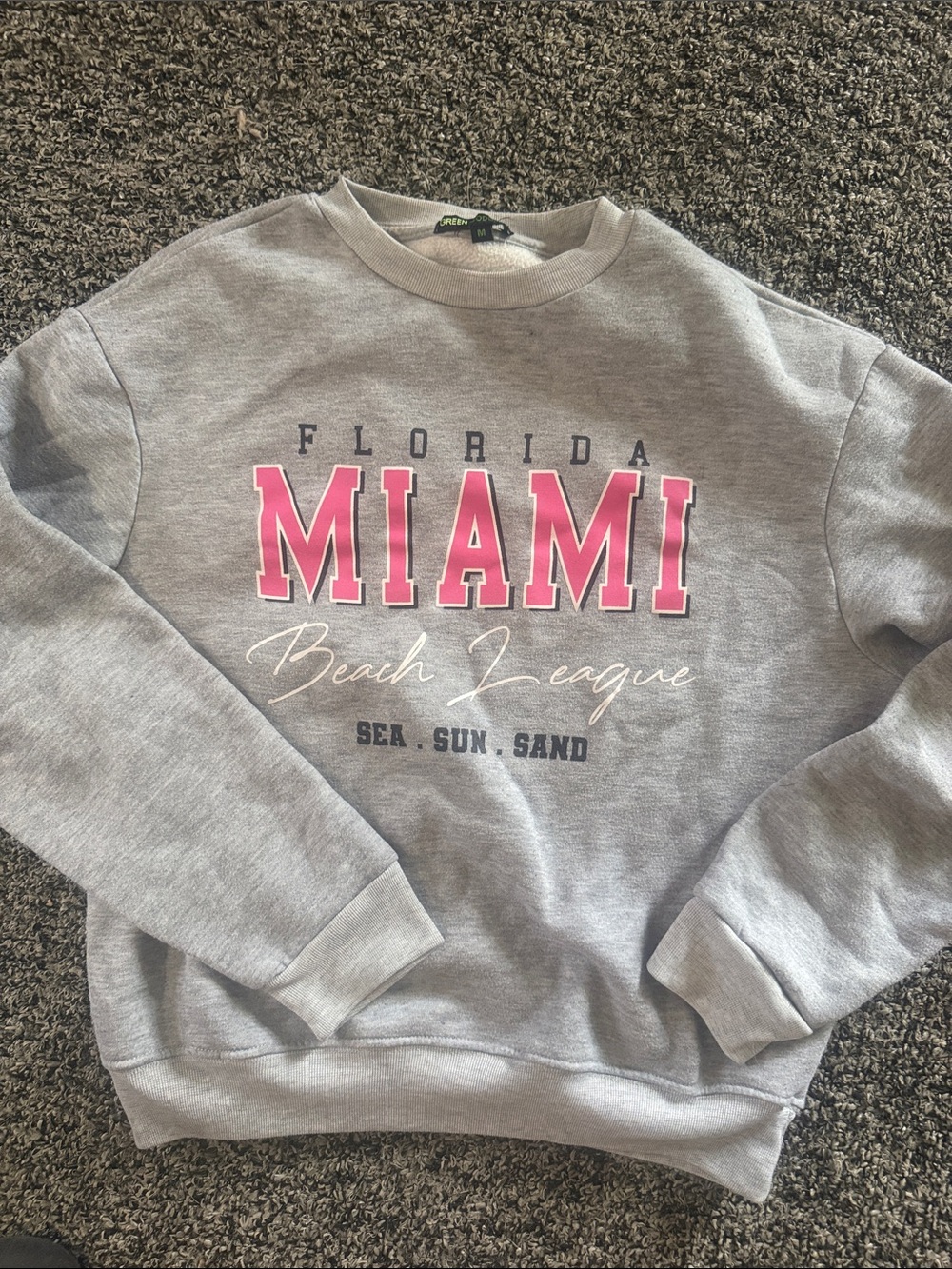 Women's Gray Miami Graphic Sweatshirt - Pink Accent